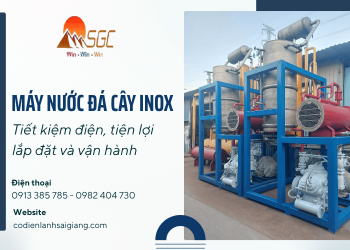 Máy nước đá cây bằng inox, tiết kiệm điện, tiện lợi lắp đặt vận hành