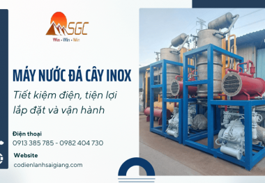 Máy nước đá cây bằng inox, tiết kiệm điện, tiện lợi lắp đặt vận hành